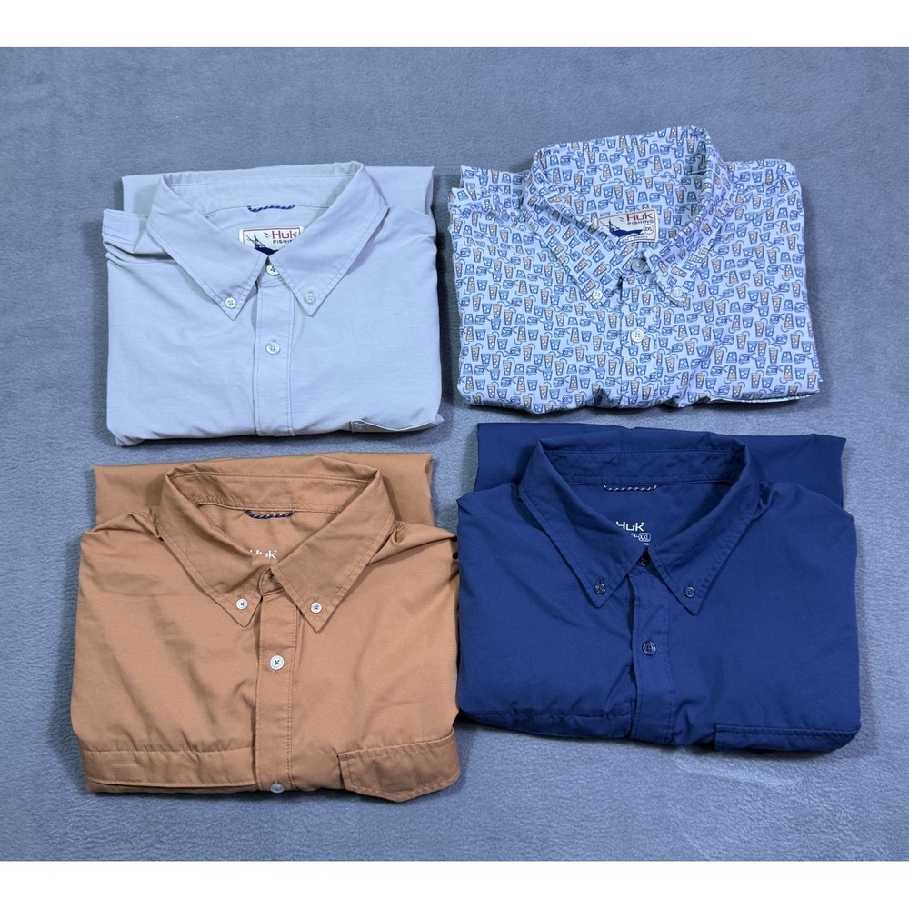 Lot Of 4 HUK Fishing Shirt Mens XXL Short Sleeve Utility Outdoors Active Modern
